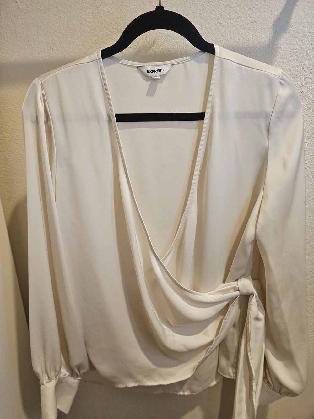 Express Ivory Wrap Front Blouse